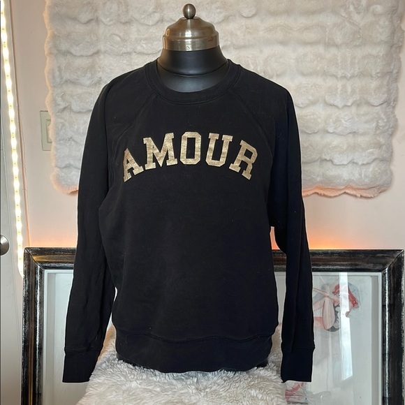Black Sweatshirt with Gold 'AMOUR' Print - Picture 3 of 8